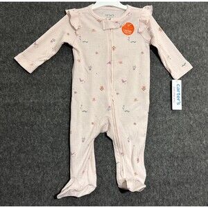 Carters Baby Girl's One Piece Long Sleeve Zipper Print Pink 6 Months